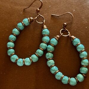 Turquoise Beaded Hoop Earrings